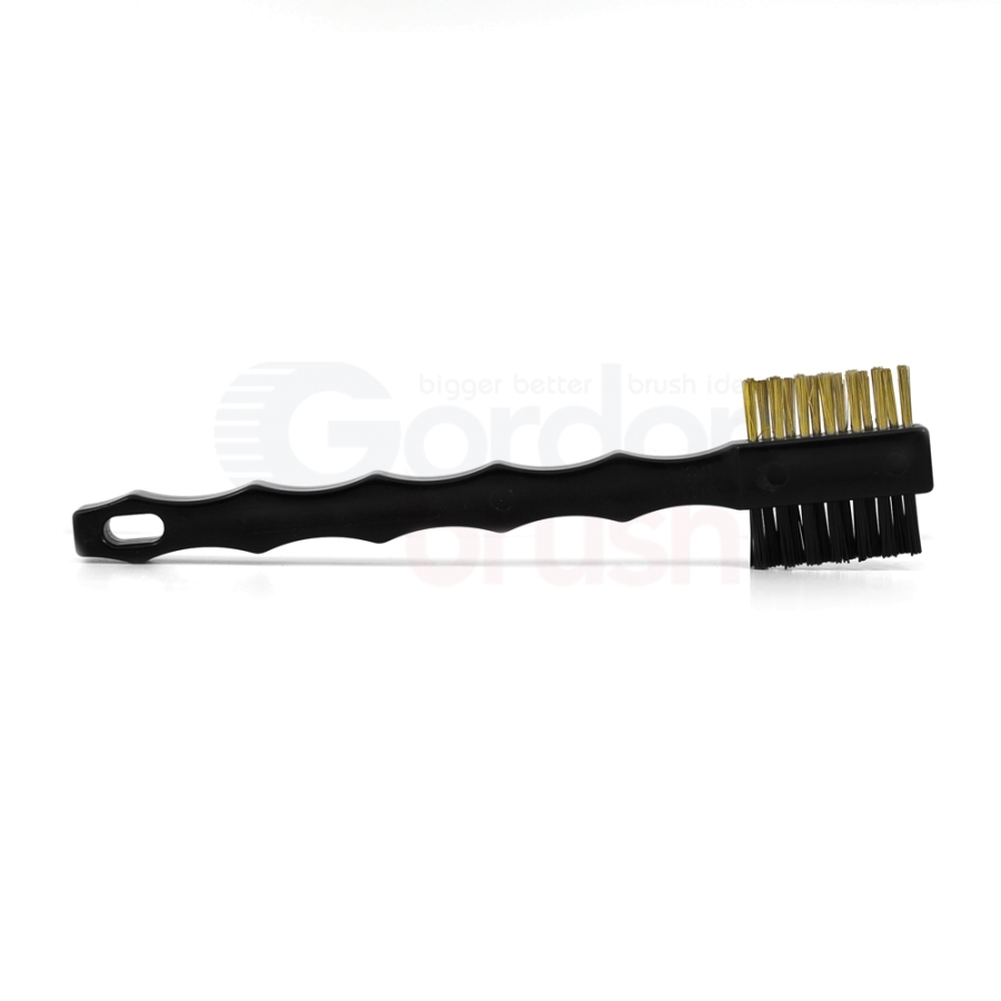 3 x 7 Row 0.008" Brass and 0.018" Nylon Bristle, Plastic Handle Double-Headed Brush 3