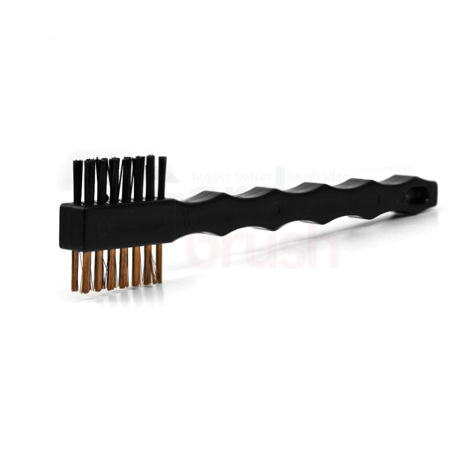 3 x 7 Row 0.008" Phosphor Bronze and 0.018" Nylon Bristle, Plastic Handle Double-Headed Brush