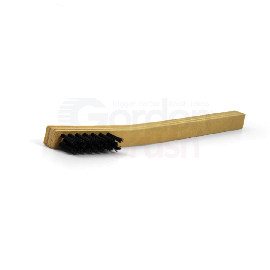 3 x 7 Row 0.012" Nylon Bristle and Plywood Handle Scratch Brush 2