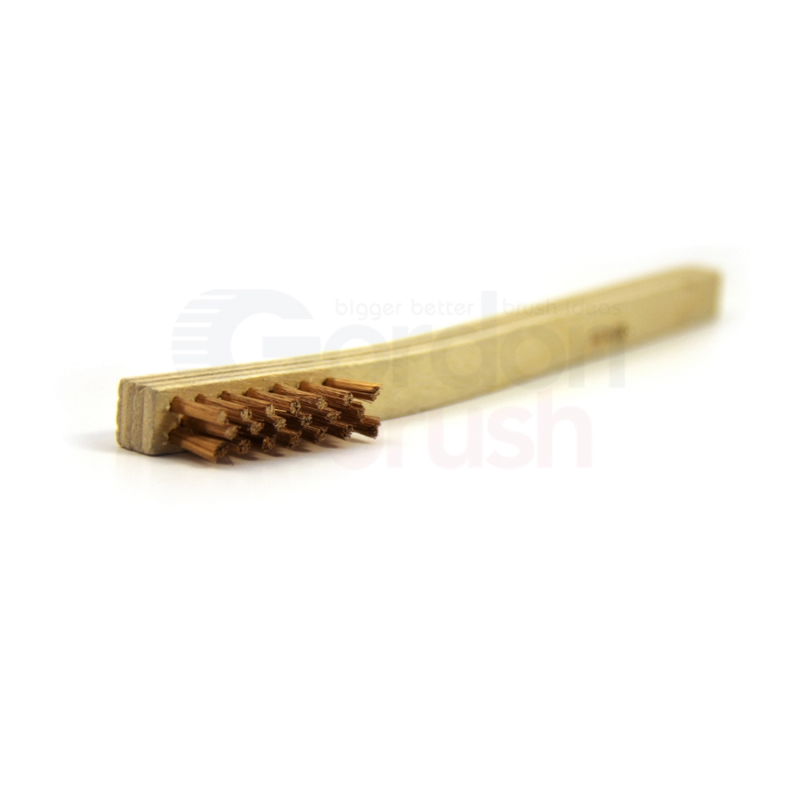 3 x 7 Row .006" Phosphor Bronze Bristle and Plywood Handle Scratch Brush 2