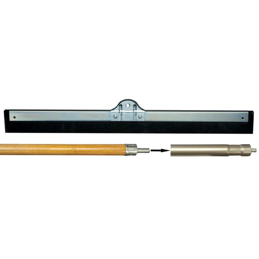 36" Speed Squeegy®, Heavy Duty Steel, Straight, Moss Rubber Blade, Pak with Wood/Steel Sectional Handle, 3/8" Stud