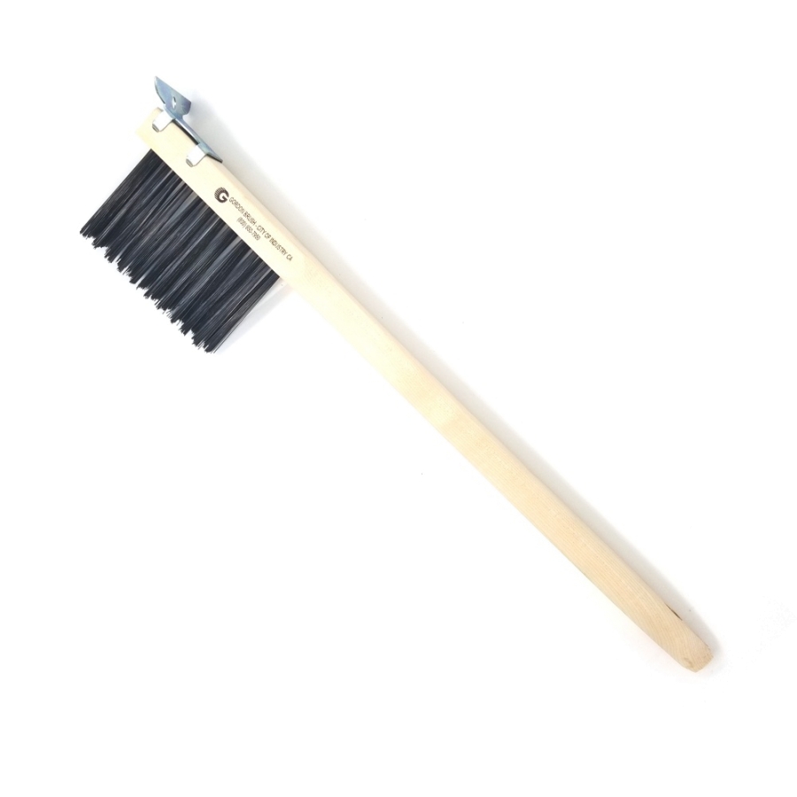 4 x 11 Row 0.016" Carbon Steel Wire and Wood Handle with Scraper Heavy Duty Scratch Brush 1