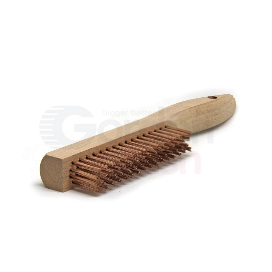 4 x 16 Row 0.012" Phosphor Bronze Wire and Wood Shoe Handle Scratch Brush 2