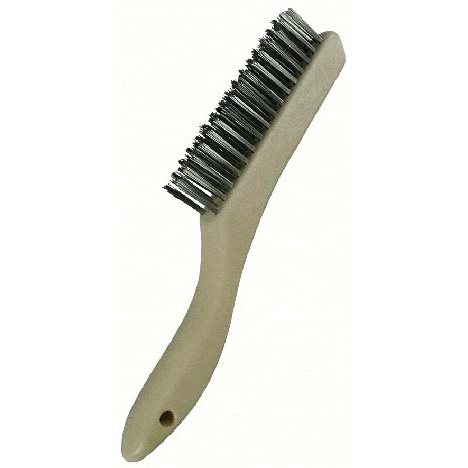 4 x 16 Row 0.012" Stainless Steel Wire and Plastic Shoe Handle Scratch Brush