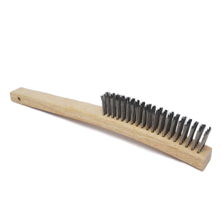 319SC Premier 3 x 19 Row Wire Brush with Curved Wood Handle & Metal Scraper
