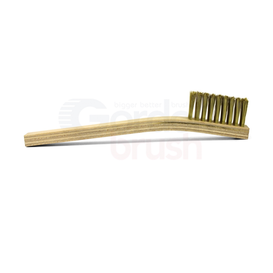 4 x 9 Row 0.008" Brass Bristle and Plywood Handle Large Scratch Brush 3