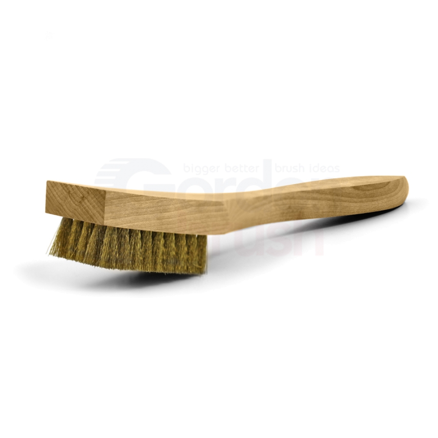 5 x 9 Row 0.006" Brass Bristle and Shaped Wood Handle Scratch Brush