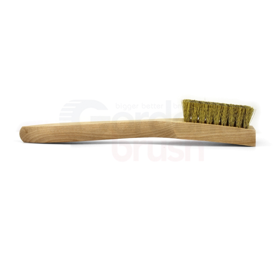 5 x 9 Row 0.006" Brass Bristle and Shaped Wood Handle Scratch Brush 3