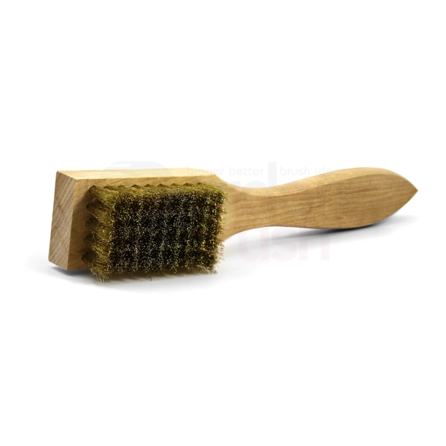 4 x 9 Row 0.008 Brass Bristle and Plywood Handle Large Scratch Brush