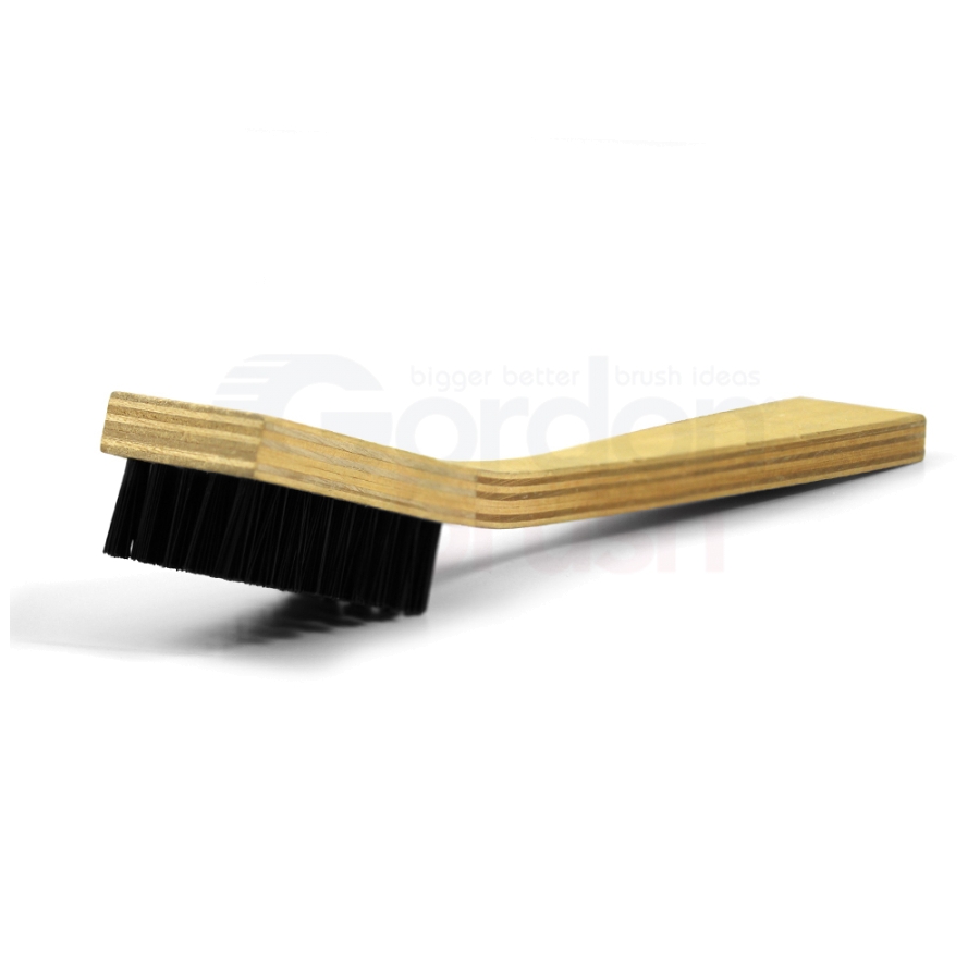 5 x 9 Row 0.018" Nylon Bristle and Shaped Wood Handle Scratch Brush
