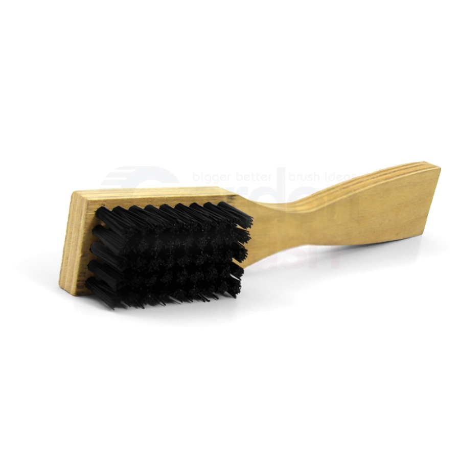 5 x 9 Row 0.018" Nylon Bristle and Shaped Wood Handle Scratch Brush 2