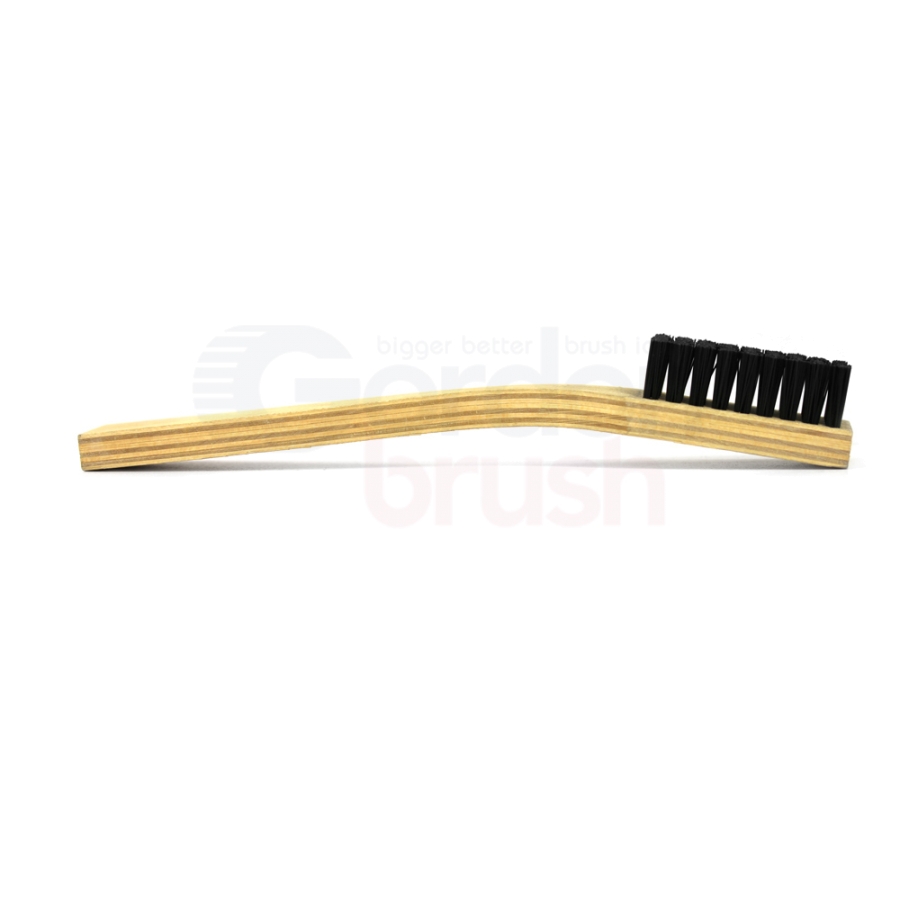 5 x 9 Row 0.018" Nylon Bristle and Shaped Wood Handle Scratch Brush 3