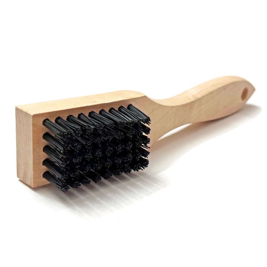 5 x 9 Row 0.018" Nylon Bristle and Shaped Wood Handle Scratch Brush 2