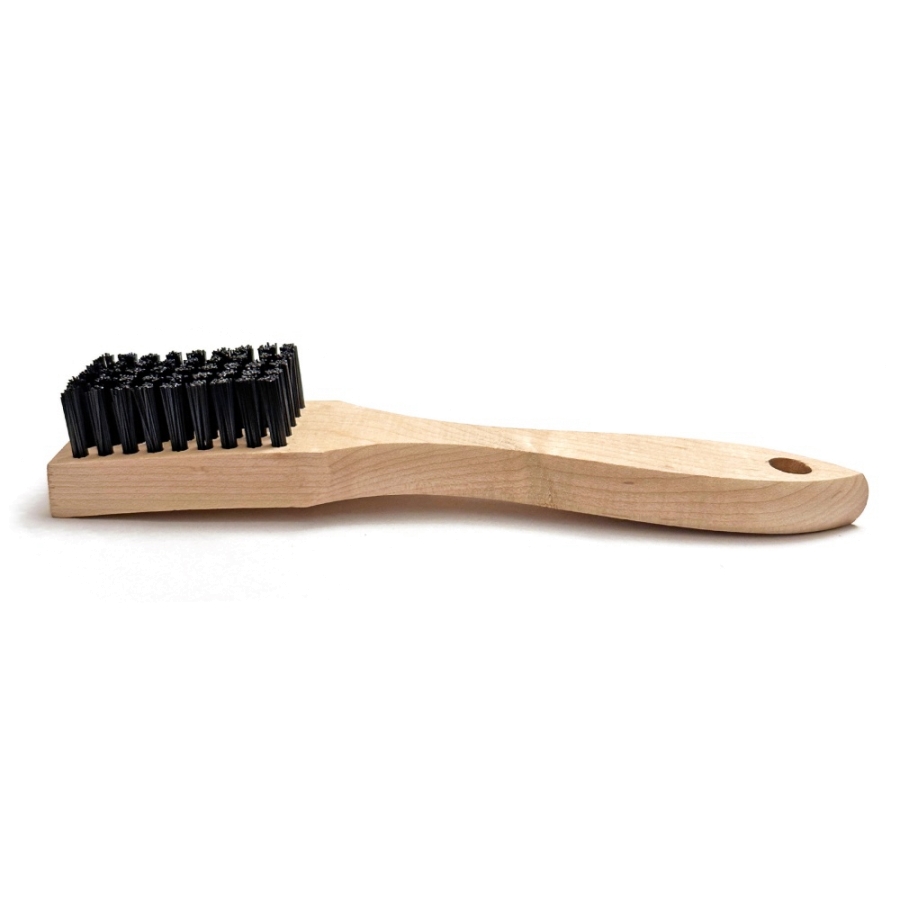5 x 9 Row 0.018" Nylon Bristle and Shaped Wood Handle Scratch Brush 3