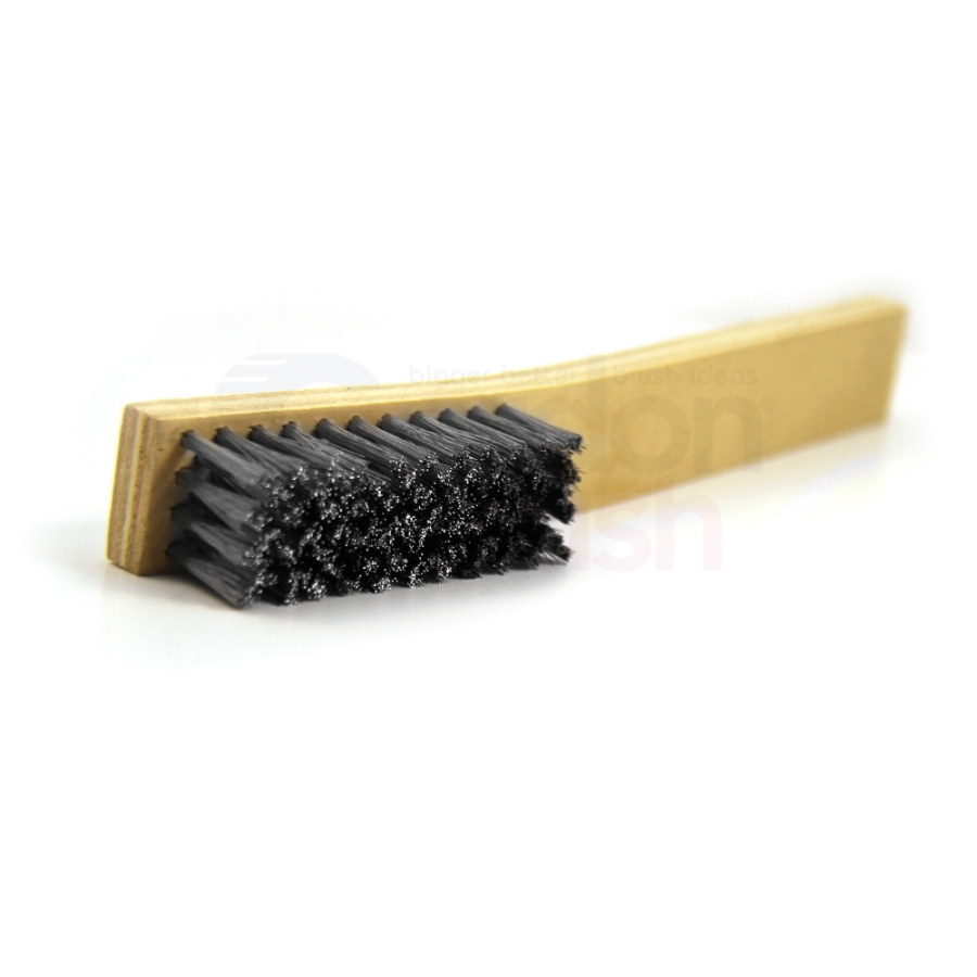 7 x 11 Row (3-staggered rows), 0.006" Stainless Steel Wire and Plywood Handle Heavy Duty, Hand-Laced, Scratch Brush 2