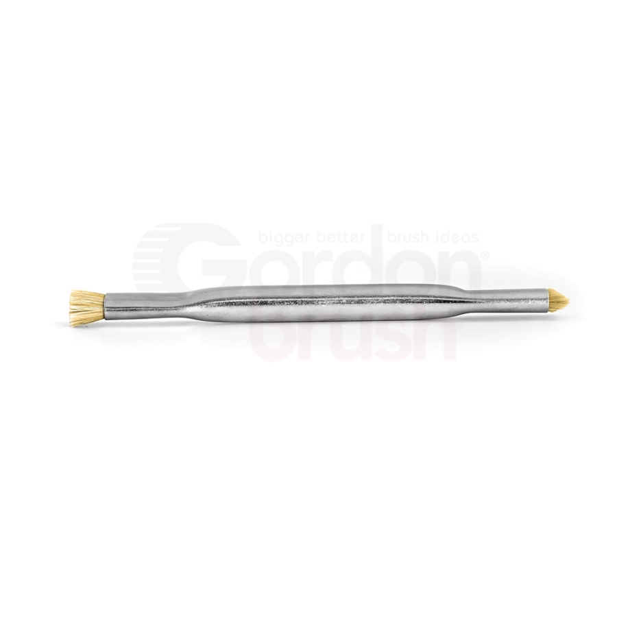 Double-ended Applicator Brush — 3/16" Tapered / 1/4" Flat Horse Hair with Zinc-Plated Steel Handle 3