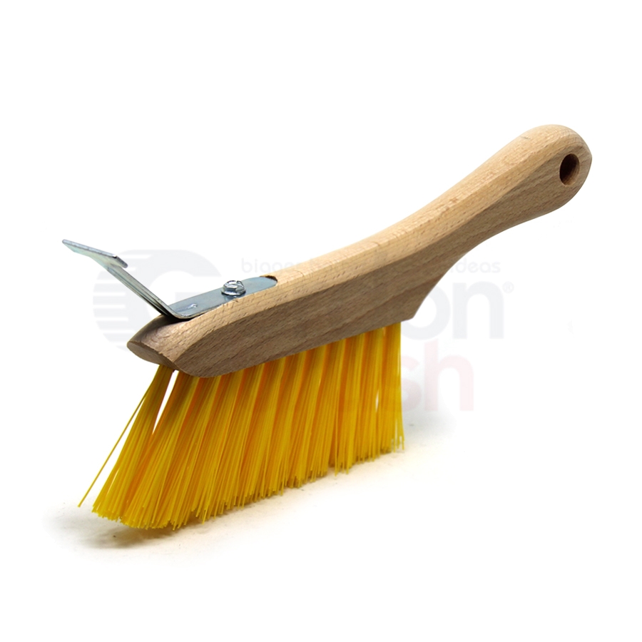 T-Slot Cleaning Brush – 3 x 11 Row Polypropylene Bristle Hardwood Handle with T-slot Scraper